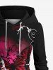 Robe à capuche grande taille à imprimé papillon et fleurs, lacée et à cordon - Noir L