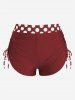 Maillot de Bain Tankini Tordu Plissé à Pois de Grande Taille à Col Halter - Rouge foncé 1X | US 14-16