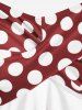 Maillot de Bain Tankini Tordu Plissé à Pois de Grande Taille à Col Halter - Rouge foncé 1X | US 14-16