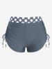 Maillot de bain tankini grande taille à pois, dos nu, bustier torsadé et froncé - Gris 3X | US 22-24