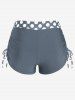Maillot de bain tankini grande taille à pois, dos nu, bustier torsadé et froncé - Gris 3X | US 22-24