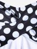 Maillot de Bain Tankini Torsadé Plissé à Pois à Col Halter de Grande Taille - Noir M | US 10