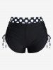 Maillot de Bain Tankini Torsadé Plissé à Pois à Col Halter de Grande Taille - Noir M | US 10