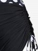 Maillot de Bain Tankini Torsadé Plissé à Pois à Col Halter de Grande Taille - Noir M | US 10