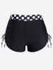 Plus Size Polka Dot Halter Twist Cinched Ruched Boyshorts Tankini Swimsuit -  