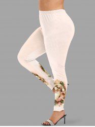 Plus Size Christmas Santa Claus Holly Bowknot Magic Mirror Print Leggings -  