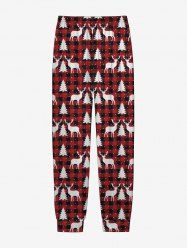 Plus Size Men's Christmas Elk Snowflake Colorblock Print Jogger Pants -  