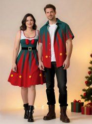 Christmas Elf Bells Printed Plus Size Matching Outfit For Couples -  