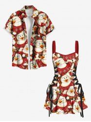 Christmas Snowflake Duck Print Matching Outfit For Couples -  