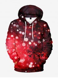 Plus Size Ombre Christmas Snowflake Print Pullover Long Sleeves Hoodie For Men -  
