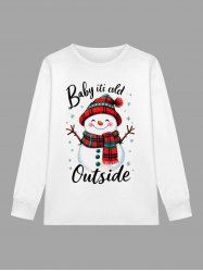 Plus Size Men's Christmas Snowman Snowflake Print Long Sleeves T-shirt - Blanc M