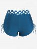 Plus Size Polka Dot Halter Twist Cinched Ruched Boyshorts Tankini Swimsuit -  