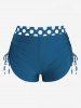 Plus Size Polka Dot Halter Twist Cinched Ruched Boyshorts Tankini Swimsuit -  