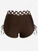 Maillot de bain tankini grande taille à pois, dos nu, bustier torsadé et froncé - Café profond 2X | US 18-20