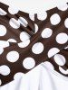 Maillot de bain tankini grande taille à pois, dos nu, bustier torsadé et froncé - Café profond 2X | US 18-20