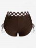 Maillot de bain tankini grande taille à pois, dos nu, bustier torsadé et froncé - Café profond 2X | US 18-20
