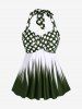 Maillot de bain tankini grande taille à pois, dos nu, bustier torsadé et froncé - Vert profond 2X | US 18-20