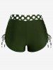 Maillot de bain tankini grande taille à pois, dos nu, bustier torsadé et froncé - Vert profond 2X | US 18-20