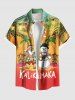 Christmas Light Santa Claus Snowman Coconut Tree Print Plus Size Matching Outfit For Couples -  