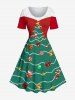Christmas Tree Stocking Bell Candy Ball Bowknot Print Plus Size Matching Outfit For Couples -  