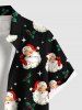 Plus Size Christmas Santa Claus Holly Fruit Print Buttons Pocket Shirt For Men - Noir 4XL