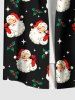 Plus Size Christmas Santa Claus Holly Fruit Print Buttons Pocket Shirt For Men - Noir 4XL