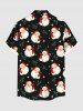 Plus Size Christmas Santa Claus Holly Fruit Print Buttons Pocket Shirt For Men -  