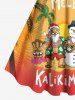 Plus Size Christmas Light Santa Claus Snowman Coconut Tree Print Tank Dress -  
