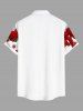 Plus Size Christmas Tree Candy Snowflake Holly Print Buttons Pocket Shirt For Men -  