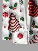 Chemise à boutons et poche pour homme, grande taille, motif sapin de Noël, bonbons, flocons de neige et houx - Blanc 6XL