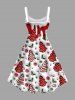 Plus Size Christmas Tree Candy Snowflake Holly Print Tank Dress -  