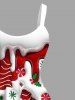 Plus Size Christmas Tree Candy Snowflake Holly Print Tank Dress -  