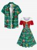 Plus Size Christmas Tree Stocking Bell Candy Ball Bowknot Print Vintage Dress -  