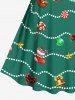 Plus Size Christmas Tree Stocking Bell Candy Ball Bowknot Print Vintage Dress -  