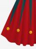 Plus Size Christmas Elf Bells Bowknot Print 1950s Vintage Dress -  