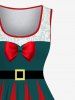 Plus Size Christmas Elf Bells Bowknot Print 1950s Vintage Dress -  