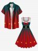 Plus Size Christmas Elf Bells Bowknot Print 1950s Vintage Dress -  