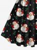 Plus Size Christmas Santa Claus Holly Fruit Heart Print 1950s Vintage Dress - Noir 4X