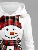 Plus Size Christmas Santa Claus Plaid Hat Scarf Gloves Print Lace Up Drawstring Hoodie Dress -  