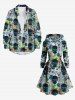 Robe à capuche grande taille à imprimé têtes de mort, roses, feuilles et lacets - Noir L