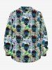 Chemise à poches boutonnées grande taille pour homme, motif têtes de mort, roses et feuilles - Noir M