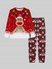 Plus Size Men's Christmas Elk Snowflake Colorblock Print Long Sleeves T-shirt -  