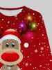 Plus Size Men's Christmas Elk Snowflake Colorblock Print Long Sleeves T-shirt -  