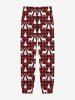 Plus Size Men's Christmas Elk Snowflake Colorblock Print Jogger Pants -  