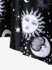 Maillot de bain tankini grande taille rembourré à rayures imprimées soleil, lune et galaxie - Rose Vif 1X