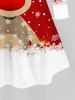 Plus Size Women's Christmas Elk Snowflake Colorblock Print Long Sleeves T-shirt -  