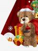 Robe trapèze imprimée sapin de Noël flocon de neige ours grande taille - Rouge 1X