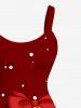 Robe trapèze imprimée sapin de Noël flocon de neige ours grande taille - Rouge 1X