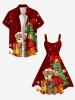 Robe trapèze imprimée sapin de Noël flocon de neige ours grande taille - Rouge 1X