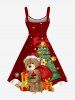 Plus Size Christmas Tree Snowflake Bear Gift Print A Line Dress - Rouge 6X
